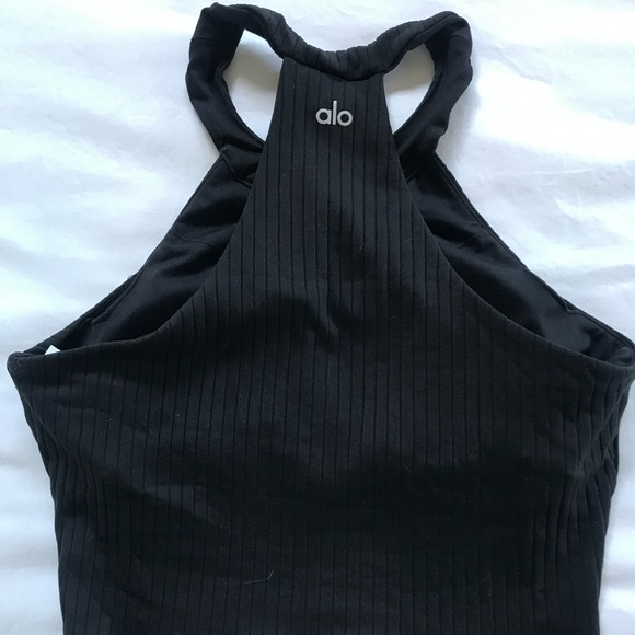 Alo yoga black ribbed halter top - Picture 3 of 4